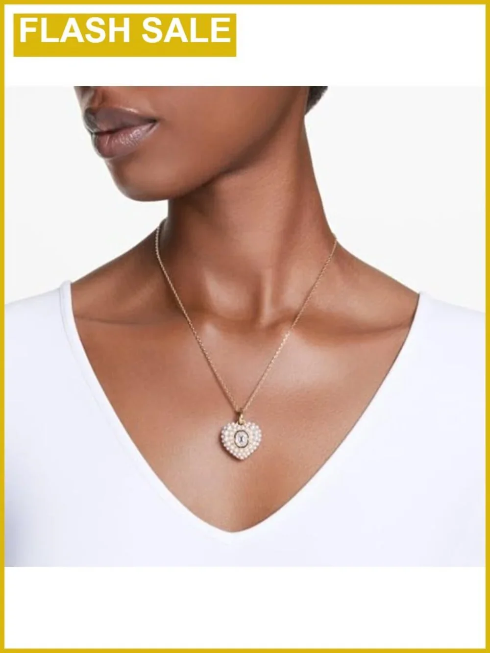 Swarovski Hyperbola Crystal Heart Pendant Necklace Gold-Tone